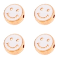 10mm golden smiley face charm beads with white enamel finish for DIY jewelry - 10mm / White Smiley Pattern