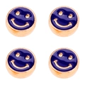Blue enamel 10mm smiley face alloy beads for DIY jewelry making sets of four - 10mm / Royal Blue Smiley Face