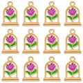 Set di 12 ciondoli a forma di tulipano vintage in lega dorata per gioielli fai da te - Viola