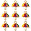 Set of colorful umbrella alloy charms with enamel finish for DIY jewelry and earrings - Colorful 2