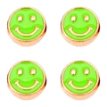 10mm fluorescent green smiley face alloy charm with rose gold edging for DIY jewelry - 10mm / Green Smiley Face Pattern