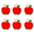 Σετ έξι κόκκινα σμάλτα κρεμαστά μήλα με χρυσές λεπτομέρειες για DIY κοσμήματα και βραχιόλια - Κόκκινο