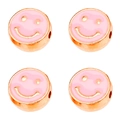 Pink enamel smiley face charms with rose gold finish for DIY jewelry making - 10mm / Pink Smile Pattern