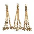 Three-piece set of antique gold alloy tasbih tassel pendants with star and starfish charms - Star and Sea Star Style (PX1)