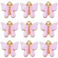 Set of lavender resin butterfly pendants with gold metal edges for DIY jewelry making - Pink