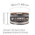 Detalle de pulsera de cuero multicapa con dimensiones de 19 cm de largo y 2,2 cm de ancho - Gris (SZ00280-5)
