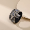 Brazalete bohemio artesanal con piedras azules trituradas y cierre de imán metálico - Estilo de piedra tejida azul (SZ00061-1)