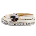 Bracciale bohémien multistrato con stampa serpente, ciondolo leopardato e chiusura magnetica oro - Bracciale Magnetico Leopardato in Pelo di Cavallo Rotondo (SZ00291-2) / Beige
