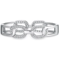 Silver chain link bracelet with sparkling rhinestones in a minimalist luxury design - Silver (SZ60423-2)