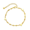Polished 18K gold brass woven heart bracelet with lobster clasp and adjustable chain link - 18K / Gold (KB0032)