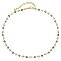 Elegant OL style necklace featuring handcrafted green and white acrylic beads on a gold chain - 18K Gold / Multicolor Multifaceted Beaded Style (KN0009)