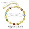 Detailed dimensions of gold evil eye bracelet with colorful beads and coffee bean chain - Multicolor Enamel Evil Eye Style (KB0052)
