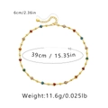 Detail of colorful enamel heart charms with 18K gold beads and dimensions on white back - 18K Gold / Colorful Heart Beads Style (KN0014)