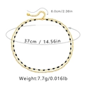 Double layer 18K gold plated paperclip chain necklace with black beads and lobster clasp - 18K Gold / Black Rectangular Beads Style (KN0042)