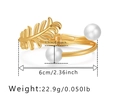 Detailed view of irregular golden leaf bangle with pearls and size specifications - Gold Feather Pearl Spring Bangle (SZ60462-1)
