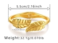 Detail showing dimensions of golden leaf spring hinge bracelet with realistic texture - Gold Realistic Leaf Intertwined Style (SZ60472)