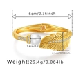 Detail view of gold leaf spring bracelet showing dimensions of pearl and crystal feather - Gold Feather Pearl Style (SZ60491)