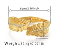 Detailed close-up of golden leaf bracelet with sparkling zircons and spring hinge mechanism - Gold Feather Axis Rhinestone Style (SZ60489)