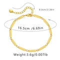 Detail of 18K gold-plated striped chain bracelet with 16.5cm length and adjustable clasp - Textured Rectangular Link Chain (KB0158)
