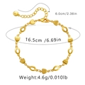 Detail of 18K gold plated heart bracelet showing Love engraving and 16.5cm length - Love Heart Bracelet (KB0160)