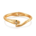 Bracciale a serpente dorato con occhi di pietre verdi e diamanti bianchi brillanti - Oro