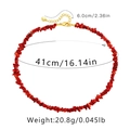 Detail van rode onregelmatige stenen ketting met afmetingen en karabijnsluiting - Rood Koraal