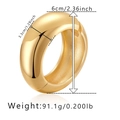 Detailed view of chunky gold cuff bracelet with dimensions showing 6cm diameter and 3.3cm width - Gold Liquid Smooth Style (SZ60546-1)