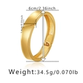 Detailed size specifications of the gold minimalist wide-band hinged cuff bracelet - Gold Wide Hinged Style (SZ60595-1)