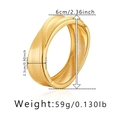 Detailed view of Mobius gold bangle with brushed metal texture and size measurements - Gold Twisted Wide Style (SZ60605-1)