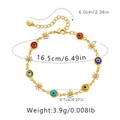 Detailed view of daisy and evil eye gold bracelet showing 16.5cm length and measurements - Multicolor Round Eye Daisy Combo (KB0364-1)