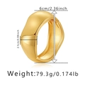 Detailed view of polished gold wide cuff bracelet with dimensions 6cm diameter and 2.5cm width - Gold Irregular Wide Style (SZ60611-1)
