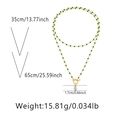 Zweilagige Halskette mit grünen Perlen und Barockperle, Längen von 35 cm und 65 cm gezeigt - 18K-Gold / Grüner Perlen-Doppellagenstil (KN0180)