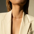 Collana etnica placcata oro 18K con pendenti in pietre rosa irregolari da donna - Stile Pietra Rosa Pesca (KN0197-3)