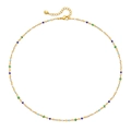 Gros plan d'un collier de perles bohème coloré avec fermoir mousqueton doré et extension - Perles Transparentes Colorées (KN0207-5)