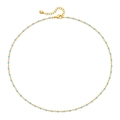 Bohemian 18K gold plated brass necklace with delicate light blue beads on a white background - Sky Blue Round Beads (KN0207-4)
