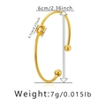 Detailed view of gold knot bangle with dimensions 6cm diameter and 7g weight specifications - Slender Knot Bead Style (KB0399)