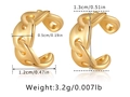 Detailed dimensions of 18K gold plated brass C-shaped link ear cuff with matte finish - Cuban Chain Link Style (KE1011)