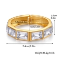 Vista dettagliata del bracciale geometrico dorato con cristalli rettangolari e misure - Stile Pietra Preziosa Rettangolare Bianco Chiaro (SZ60701-4)