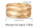 Detail view of a wide gold bangle with geometric diamond pattern and size measurements - Gold (SZ60673-1)