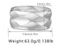 Macro shot of wide silver geometric bangle with diamond pattern texture and dimensions - Silver (SZ60673-2)