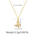 Detailed dimensions of gold butterfly pendant necklace with cubic zirconia wings - Hollow Butterfly Floral (KN0267-2)