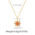 Détail du pendentif tournesol plaqué or 18K avec zircons orange et dimensions du bijou - Style Rayonnement Étoilé Rouge (KN0268-2)