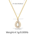 Dimensions du collier goutte d'eau montrant 41+6cm de chaîne et 2,5cm de hauteur - Goutte D'eau Creuse Incrustée (KN0271)