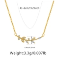 Detail view of gold leaf necklace specs, 43+6cm chain length and 0.9cm pendant size - Leaf Style (KN0265)