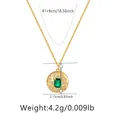 Guide des tailles du collier émeraude zircon avec dimensions du pendentif étoile - Rond Rayonnement Émeraude (KN0280)