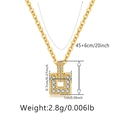 Vue détaillée du pendentif étoile de mer doré avec zircons et dimensions du bijou - Carré Géométrique Creux(KN0311) / Or 18 carats