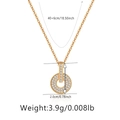 Detail of gold zircon heart necklace with 2.0cm hollow pendant and 40+6cm chain specs - Round Geometric Zirconia(KN0293) / 18K Gold