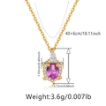Detailed size specifications for gold turtle necklace featuring pink stone and white zircons - 18K Gold / Turtle Shape Style (KN0320)