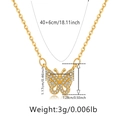Detailed view of butterfly pendant with white zircons and 40+6cm chain dimensions - 18K Gold / Spreading Butterfly Style (KN0321)