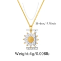 Détail du collier pendentif tournesol avec pétales en zircon blanc et chaîne dorée - Style Pétale de Tournesol(KN0323) / Or 18 carats